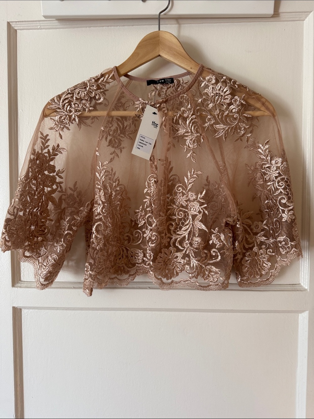 Embroidered Mesh Capelet - Nude Blush